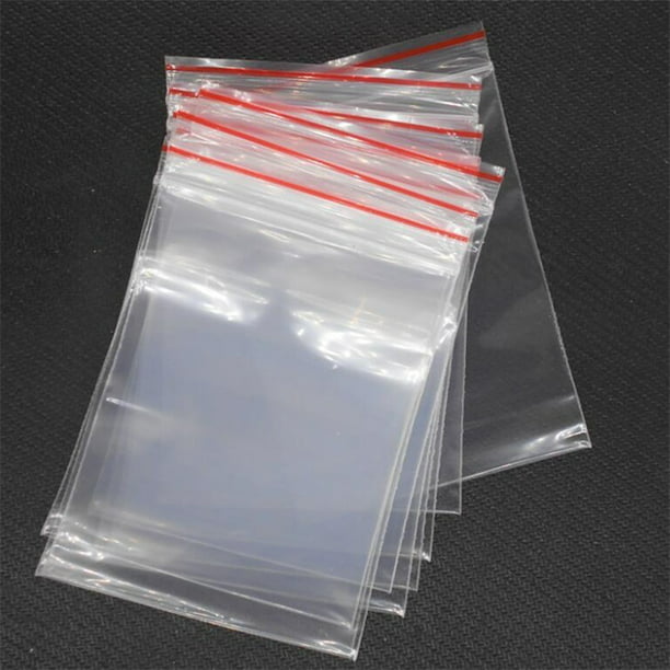 100pcs Storage Bag Resealable Food Clear Plastic Seal Press Zip Lock Bags